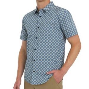 🔥Billabong Blue and White Checkered Short Sleeve Shirt Sz small New
